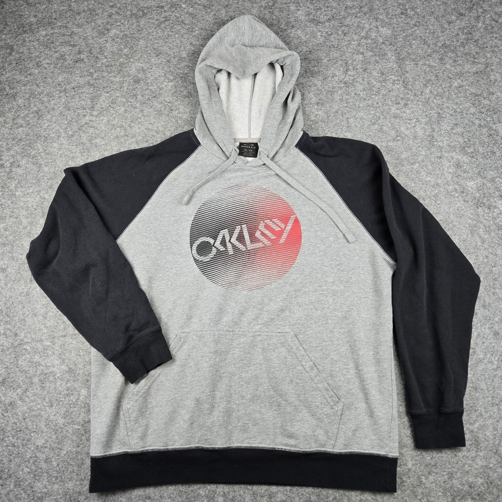 Oakley Hoodie Men's XL Gray Spell Out Graphic Print Pullover Vintage Y2K 90s VTG